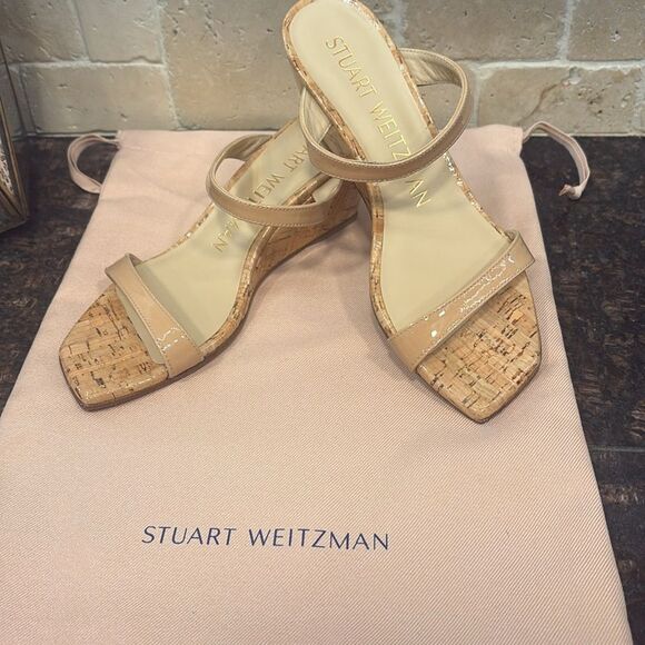 Stuart Weitzman Tan Wedge Sandals/Dust Bag 5 NWT - Picture 2 of 7